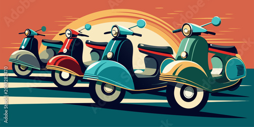 Schilderij op canvas Layered vector art with a flawless retro palette