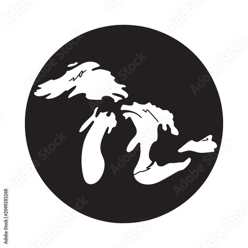 Tableau sur toile Great Lakes Silhouette Within A Circular Black Background