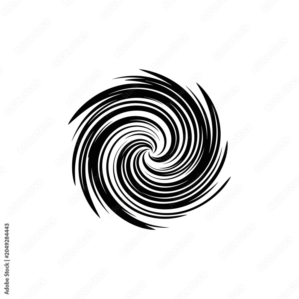 Fototapeta premium Abstract Black Swirl Vortex on White Background