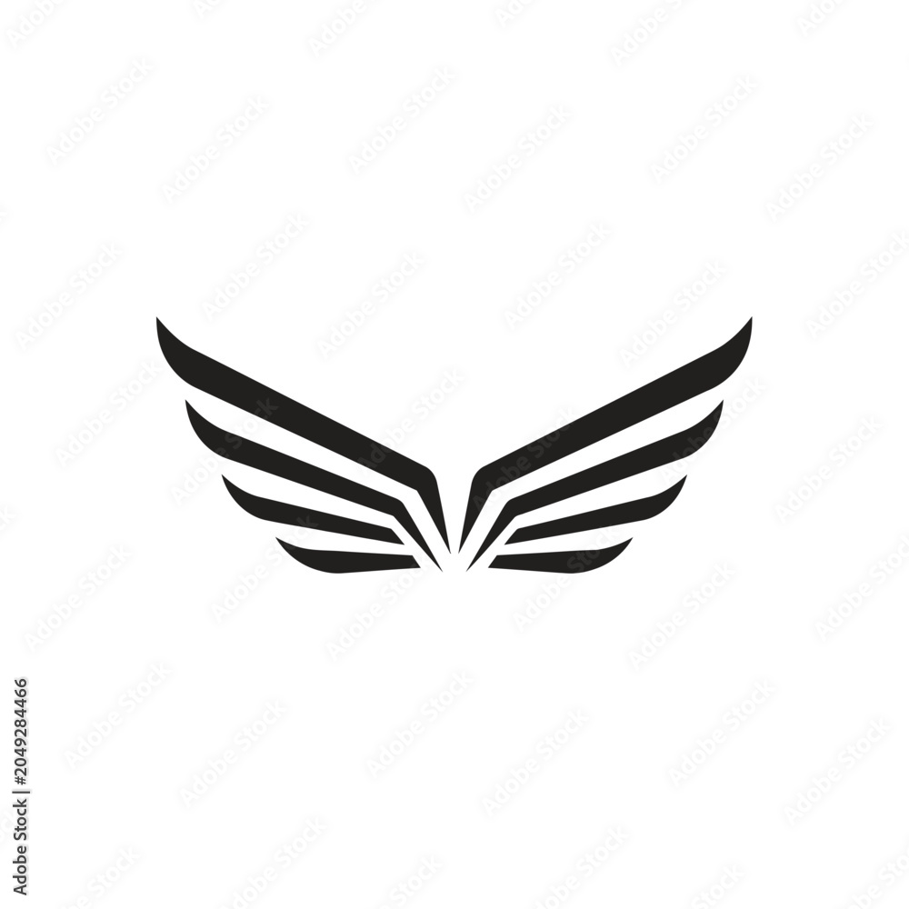 Fototapeta premium Abstract Black Wings Logo on White Background