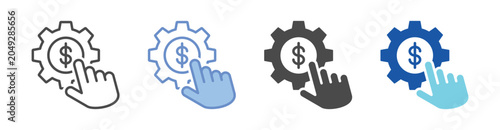 Monetization Icon Set With Multiple Styles Vector Illustration
