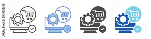 Checkout System Icon Set With Multiple Styles Vector Illustration