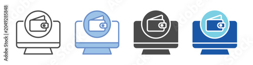 In-App Wallet Icon Set With Multiple Styles Vector Illustration