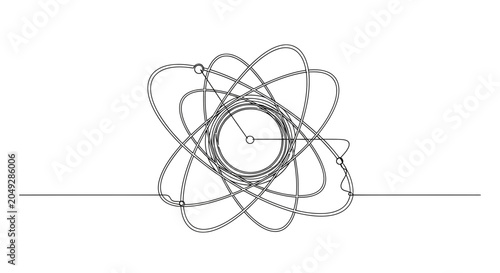 Cuadro en lienzo Abstract atomic nucleus with orbiting electrons, science and research concept, m