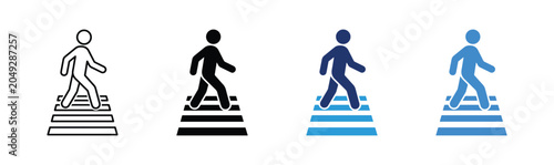 Foto Crosswalk sign pedestrian pedestrian crossing zebra vector set, road safety stre