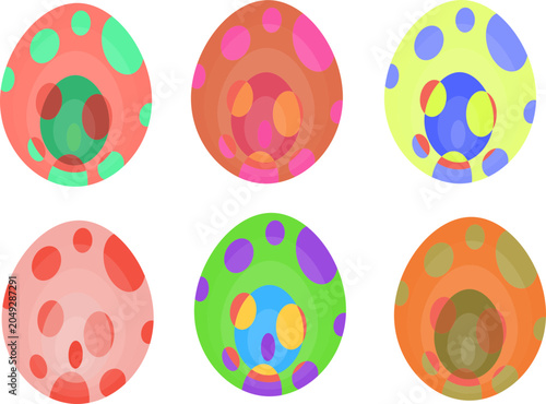 Easter egg icon, colorful set isolated on white background vector illustration. Spring cute decor element, holiday season eggs hunt. 