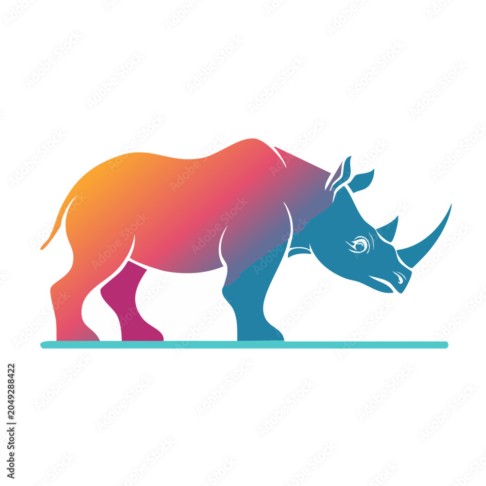Fototapeta premium Stylized rhino icon with gradient colors