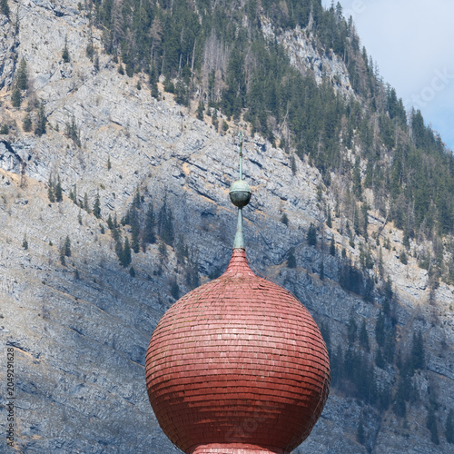 Quadro em tela Close-up of onion dome on wooden church