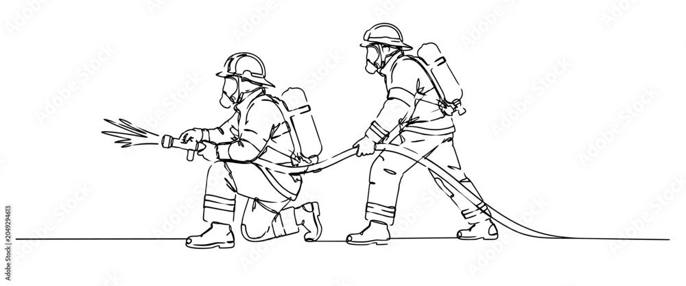 Obraz premium Professional firefighters operating equipment during an emergency response, highlighting rescue operations, safety and public service.