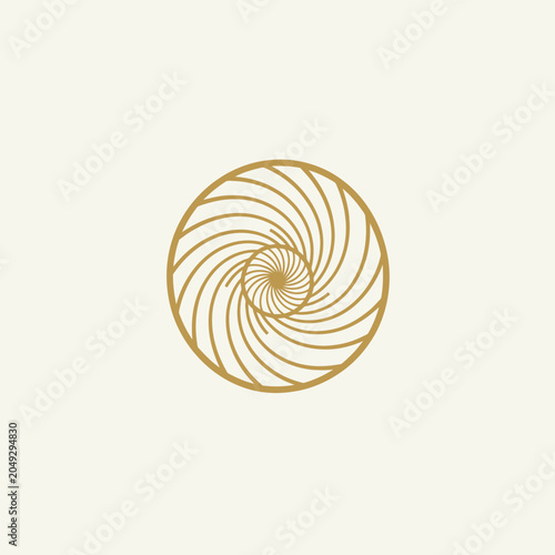 Golden Spiral Swirl Abstract Geometric Design on Cream Background