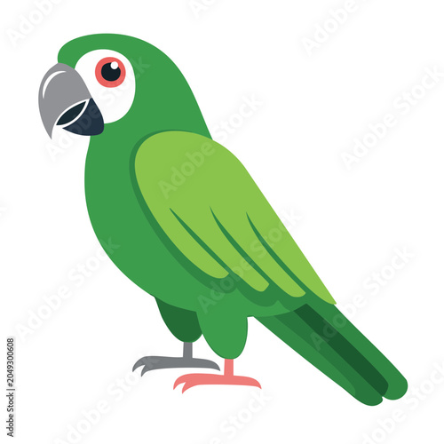Flat design illustration of a green parrot