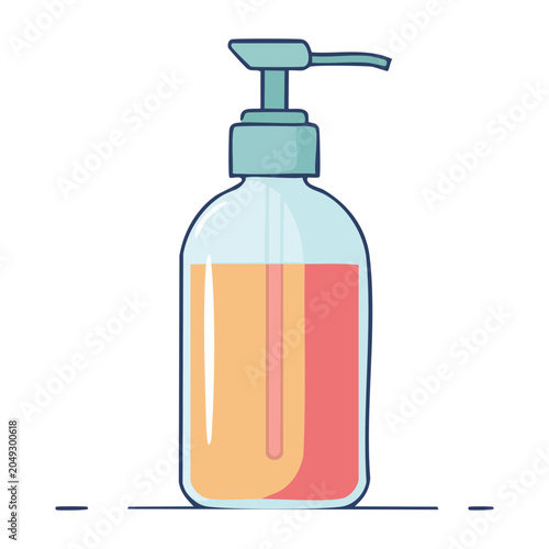 Flat design illustration of a pump bottle with liquid