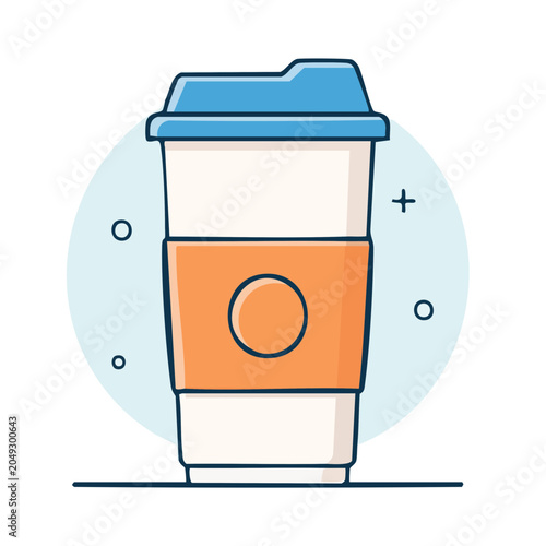 Flat design illustration of a takeaway coffee cup
