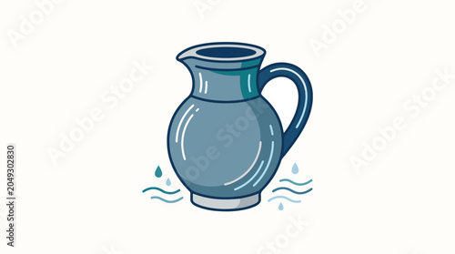 Blue ceramic water jug vessel.