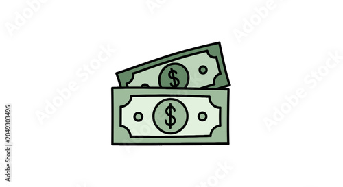 Foto Stack of green paper currency dollar banknotes