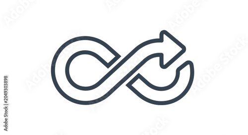 Fotografie Infinity loop arrow symbol representing continuous process.