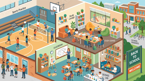 Canvas Print Back to School Educational Facility Interior.