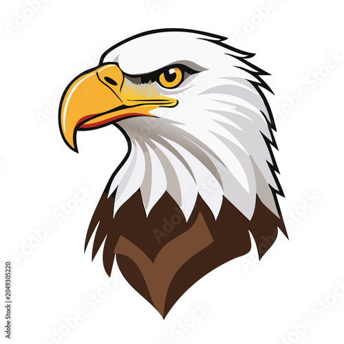 Graphic illustration of a bald eagle head