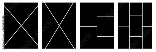 Set of comic 4 frame photo collage layout