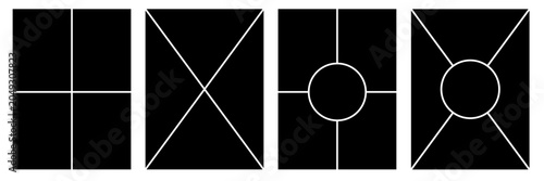 Set of comic 4 frame photo collage layout