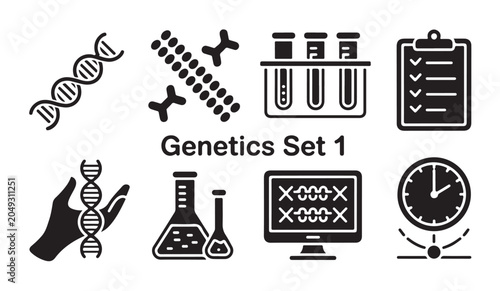 Vászonkép Genetics set one vector icons dna structure medical research genetic code elements