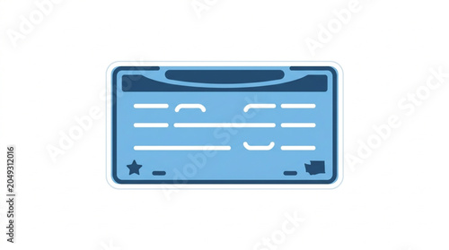 Tablou pe pânză Blue identification card with star and barcode.
