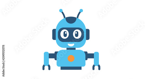 Fotografie Cute Blue Cartoon Robot Character Design