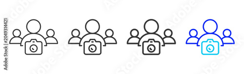 Fotografie Team Focus Icon Collection Creative Outline Style for Pixel Network Design User