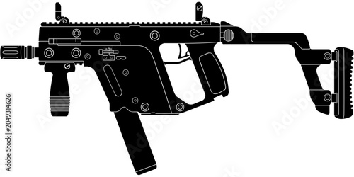 Kriss Vector Submachine Gun Silhouette Vector Illustration
