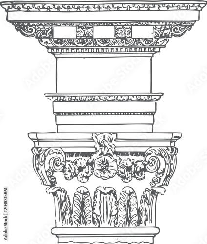Tablou pe pânză Intricate black and white of ornate classical architectural frames and decorativ