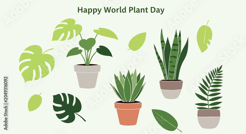 Cuadro en lienzo Plants on pots with leaves around