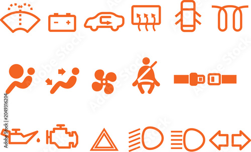 Fotografia Of cars, traffic signs, and road symbols in red, orange, and black car traffic s