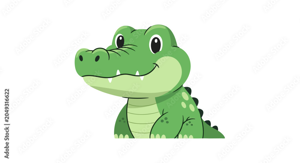 Fototapeta premium Smiling Cartoon Crocodile Closeup Portrait.