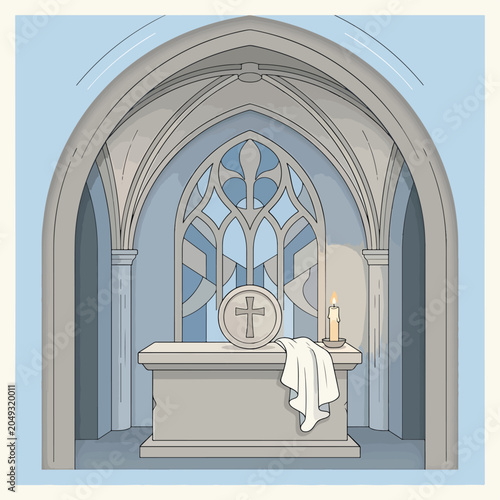Bild auf Leinwand Christian Church Altar with Cross.