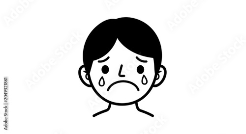 Foto Crying boy face expressing sadness and sorrow