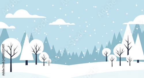 Photography Snowy landscape with trees and mountains