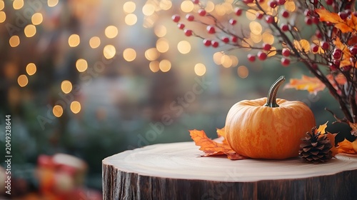 pumpkin and autumn leaves