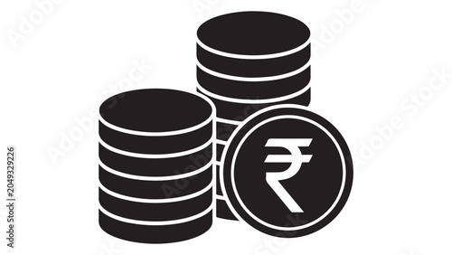 Stack of indian rupee coins vector illustration representing financial banking, wealth, and investment