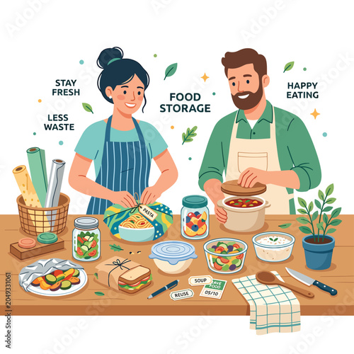 Couple preparing healthy food together.