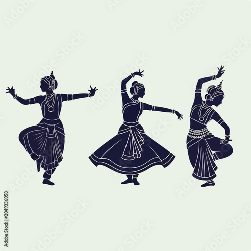 Foto Three Indian dancers in traditional attire performing
