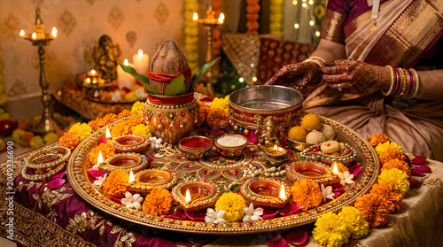 Colorful display of traditional indian sweets and snacks arranged in a shop with bright lights
