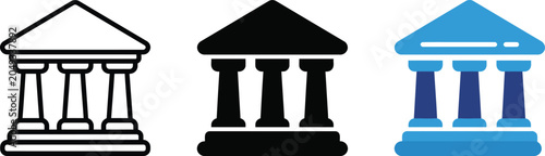 Bank financial institution icon building with columns. Idea Banking, finance, credit card, money management and investment for corporate business, real estate,  and fintech.