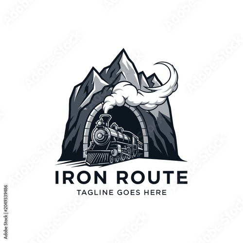 Bild auf Leinwand Powerful and majestic steam engine illustration ideal for transportation companies, historical tours, railway enthusiasts, and logistics businesses