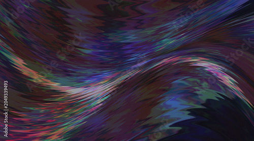 Tableau sur toile Chromatic Wave Distortion Glitch Streams in the Dark with Static Iridescence