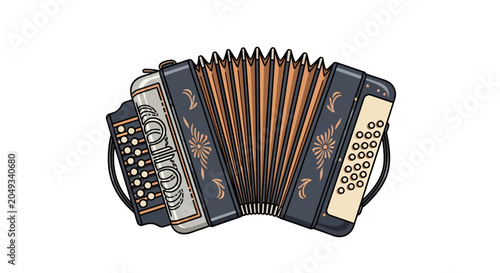Vintage Accordion Musical Instrument Closeup.