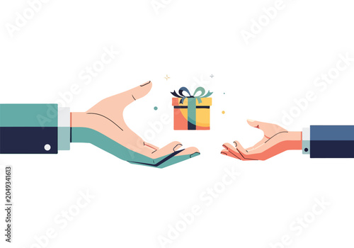 Photography Two hands exchanging a gift