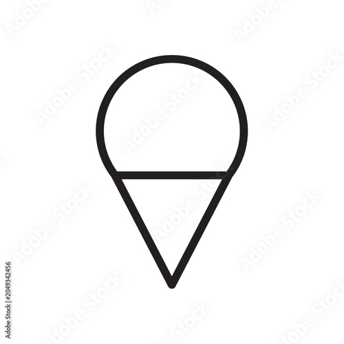 Minimalist Ice Cream Cone Icon on White Background for Food and Dessert Design