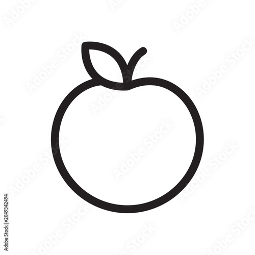 Simple Line Art Icon of an Apple on White Background