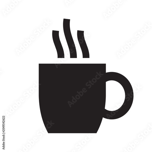 Silhouette of a Coffee Cup with Hand in a Minimalist Black and White Setting