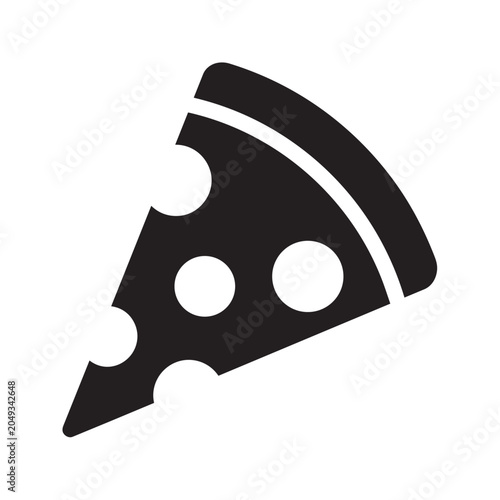 Black Silhouette Pizza Slice Triangle Shape Minimalist Vector Illustration